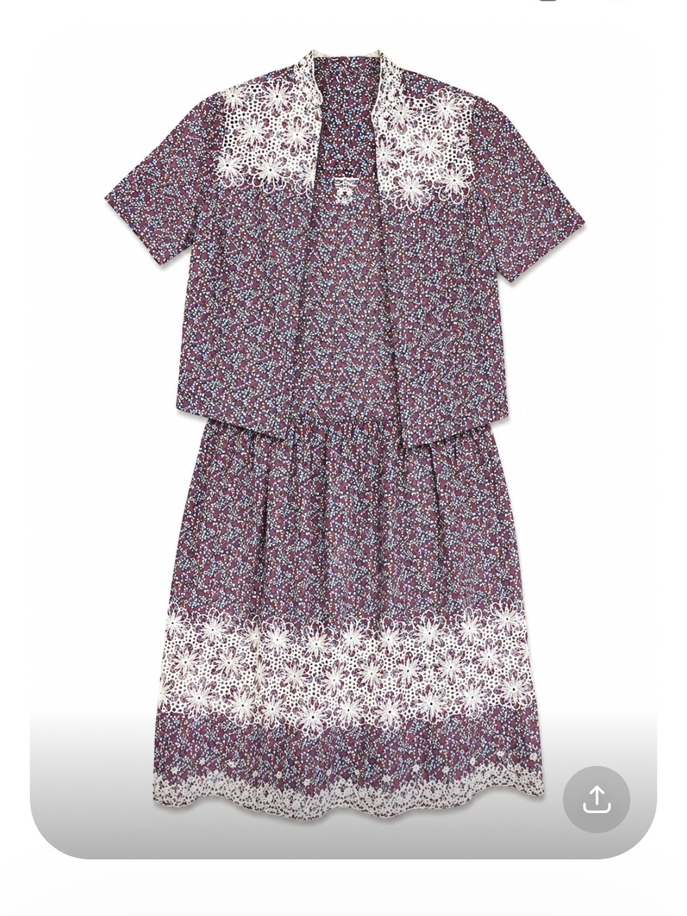 Vintage Handmade Floral Cottagecore Matching Set Prairie  Calico Floral Dress
